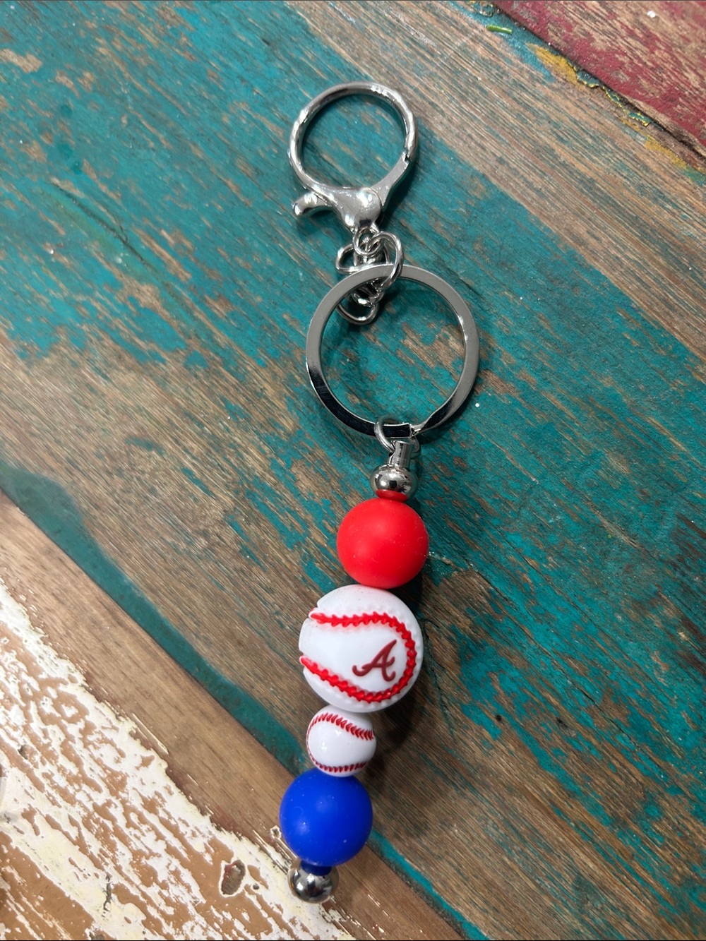 Atlanta Braves Baseball Keychain - Red, White, Blue